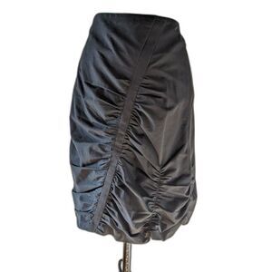 Vintage Y2K Wednesday Black Asymmetrically Ruched Goth STILETTO Miniskirt, Sz 12